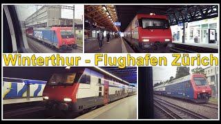 INSIDE SWISS TRAIN / Zugfahrt von Winterthur zum Flughafen Zürich Kloten, Kanton Zürich,Schweiz 2021