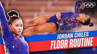 Jordan Chiles' beautiful floor routine to "Xap" (Spiderman Theme) 