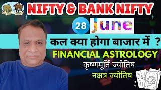 Nifty, Bank Nifty  Prediction by Financial Astrology for date 28- June- 2024.