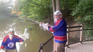 Kid Catches Fish With Hockey Stick!