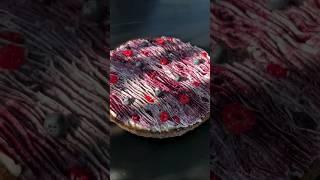 Blueberry-raspberry tart made with shortcrust pastry, almond cream, blueberry and raspberry confit..
