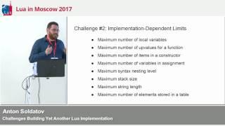 Challenges Building Yet Another Lua Implementation, Anton Soldatov, IPONWEB: LIM'17, talk 2