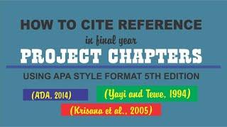 reference citation in final year project chapters ||APA Style Format 5th Edition #viral #trending