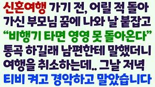 (신청사연) 신혼여행 가기 전 어릴적 돌아가신 부모님이 꿈에 나와 비행기 타면 못 돌아온다 통곡하길래 여행취소한 남편 티비를 틀고 기절 /감동사연/사이다사연/라디오드라마/사연라디오