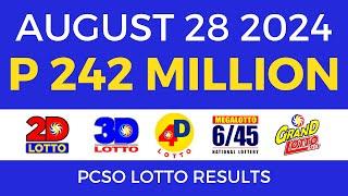 Lotto Result Today 9pm August 28 2024 | PCSO Complete