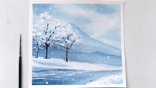 Winter Watercolor Painting for Beginners | Watercolor Painting Tutorial Easy