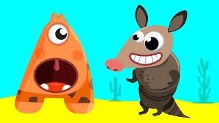 ARMADILLO | Learn the Alphabet Animals | Letter A