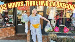 12 Hours Thrifting in PENDLETON OREGON | Thrifting Roadtrip + GIANT Try on Thrift Haul