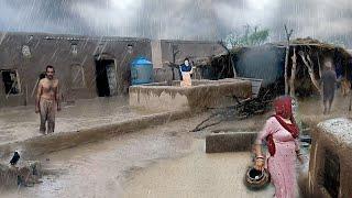 Very Heavy Rain in Pure Mud Homes in  Village Pakistan || Village Life in Punjab