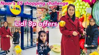 Noor's £5 Grocery Shopping Challenge | Lidl Shopping | 8p Offers In Lidl | Noor's First Grocery Haha