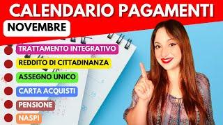 PAGAMENTI NOVEMBRE 2023 PENSIONE  CARTA ACQUISTI  RDCNASPI ️ ASSEGNO UNICO ‍‍EX BONUS RENZI