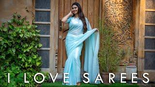 Blue Organza Saree | Organza Party Wear Saree Look - I Love Sarees