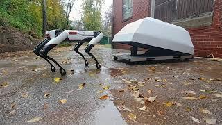 Boston Dynamics Spot Docking to Asylon DogHouse in the Rain