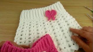 Crochet Baby Skirt with ribbon 0-6 months - Happy Crochet Club