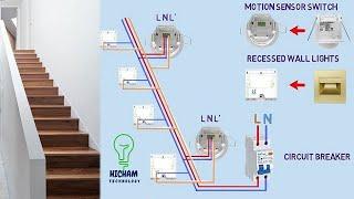 stair lighting connection with motion sensors wiring diagram