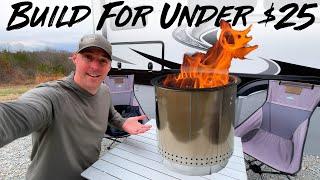 Build a Smokeless Fire Pit For Under $25. DIY Smokeless Fire Pit For RVing.