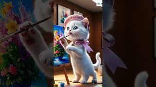 Cat Making A Paint Cat Lover | #funnyshorts  | #cutecat  | #cat