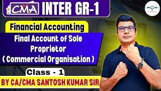 Final Account of Sole Proprietor(Commercial Organisation) Class-1 | CMA Inter | CA/CMA Santosh Kumar