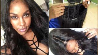 HAIR| Installing A Silk Based Closure (1st time) & 10 Minute Sew-in!