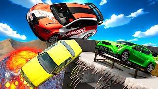 Dangerous Race Over a BROKEN BRIDGE Ends in DESTRUCTION in BeamNG Drive Mods!