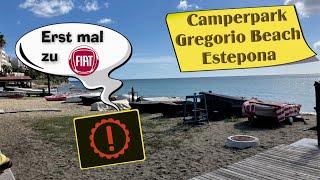 Camperpark Gregorio Beach, Estepona, Costa del Sol (Spanien) und vorher zu FIAT