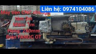 CLIP 279: Máy tiện CNC chống tâm 2m | Tiện CNC 2000mm họng 240mm mâm cặp 1000mm Liên hệ:0974104086