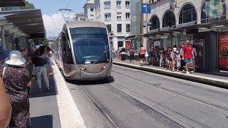 Nice Trams Departure/Arrival | Gare Thiers, Avenue Jean Médecin | Line 1 | 4K
