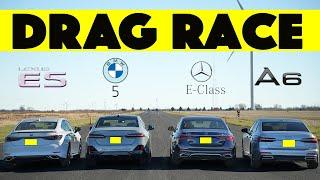 Ultimativer Limousinen-Kampf! Audi A6 vs. BMW 5er vs. Mercedes E-Klasse vs. Lexus ES. Drag & Roll...