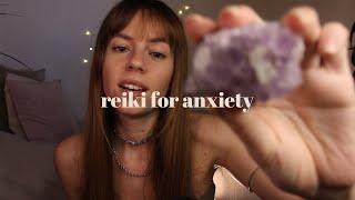 ASMR REIKI energy healing for anxiety | hand movements, crystals, rattle, soft spoken