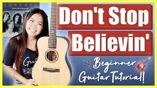 Don't Stop Believin' Journey EASY Guitar Lesson Beginner Tutorial | Chords, Strumming, Play-Along! 