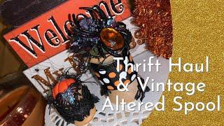 Thrifting Haul | Altered Vintage Spool | Halloween Happy Mail Idea!