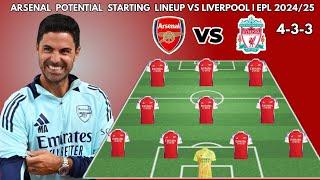 ARSENAL VS LIVERPOOL | Arsenal Potential starting lineup ■ ENGLISH PREMIER LEAGUE 2024/25