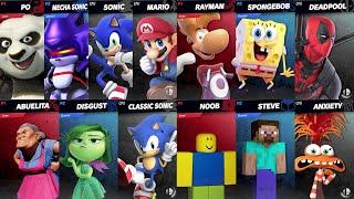 Sonic vs Mario vs Mecha Sonic | Steve vs Noob | Spongebob vs Rayman in Super Smash Bros Ultimate