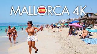 EL ARENAL MALLORCA BEACH WALK   PALMA DE MALLORCA SUMMER 4K