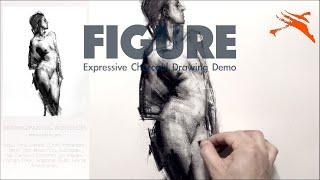 ‍Charcoal Drawing Demo: Expressive Figure Drawing: Female Standing Nude.