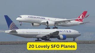 20 LOVELY Takeoffs and Landings at SFO - Plane Spotting San Francisco