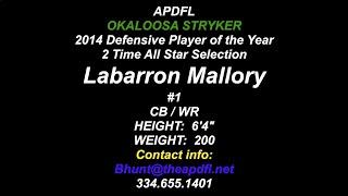 APDFL Okaloosa Stryker Labarron Mallory CB/WR Recruiting Video