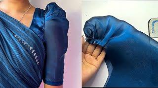 Trending elbow puff sleeves design cutting and stitching| puffy sleeve design|puff baju|astin design