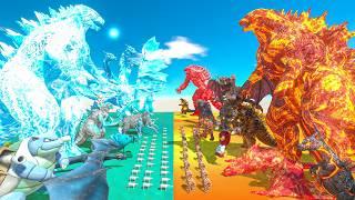 Team Ice + Godzilla Ice VS Fire Godzilla + Team Fire - Animal Revolt Battle Simulator