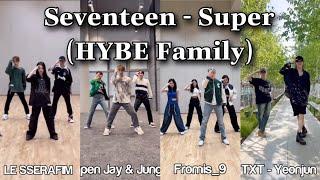 HYBE Family does Seventeen "Super" Challenge