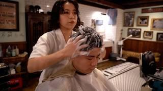 男の隠れ家をイメージした神田の名店「THE BARBA TOKYO B1」での総合調髪 | 床屋 理容室 バーバー ASMR 女性理容師 カット シャンプー マッサージ フェイシャルエステ