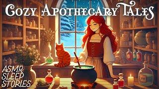 Cozy Winter Apothecary Tales | Fantasy ASMR Bedtime Stories | Fire Sounds & Magical Ambience