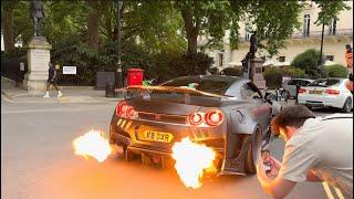 Nissan GT-R Spitting HUGE Flames, Loud BANGS & Lamborghini V12 & V1O Loud Accelerations & Sounds!