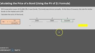 Calculating the Price of a Bond (Basic - Formula Method)