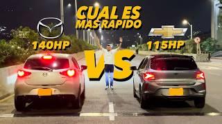 PROBANDO LA ACELERACION Y DESEMPEÑO DEL NUEVO MAZDA 2 SPORT 2.0 VS CHEVROLET ONIX RS TURBO