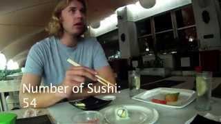 English boy eats 57 sushi in a minute then sick