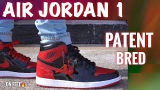 Air Jordan 1 Patent Bred On Feet