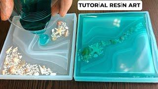 "DIY Resin Coaster  | Stunning Ocean Theme with Silicone Mold"