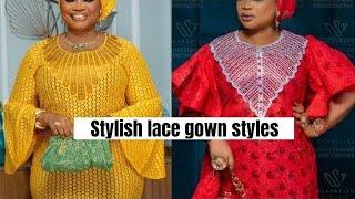 STYLISH AND GEOGOUS DESIGNS OF LACE COLOURFUL GOWN STYLES FOR LADIES