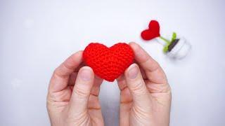  How to crochet a simple small voluminous heart detailed lesson 